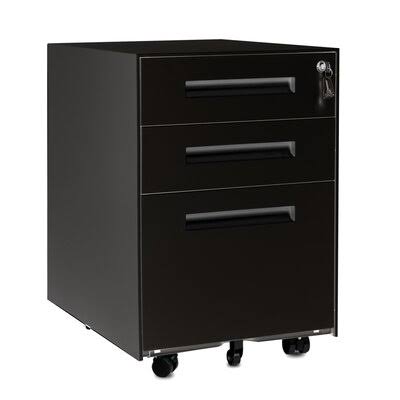 Black 3-Drawer Mobile Vertical Filing Cabinet T64948