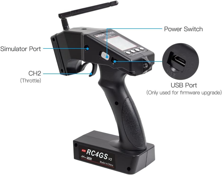 RC Controller Transmitter with Receiver Pistol Grip Remote for RC Car Boat Pack of 2 A73930