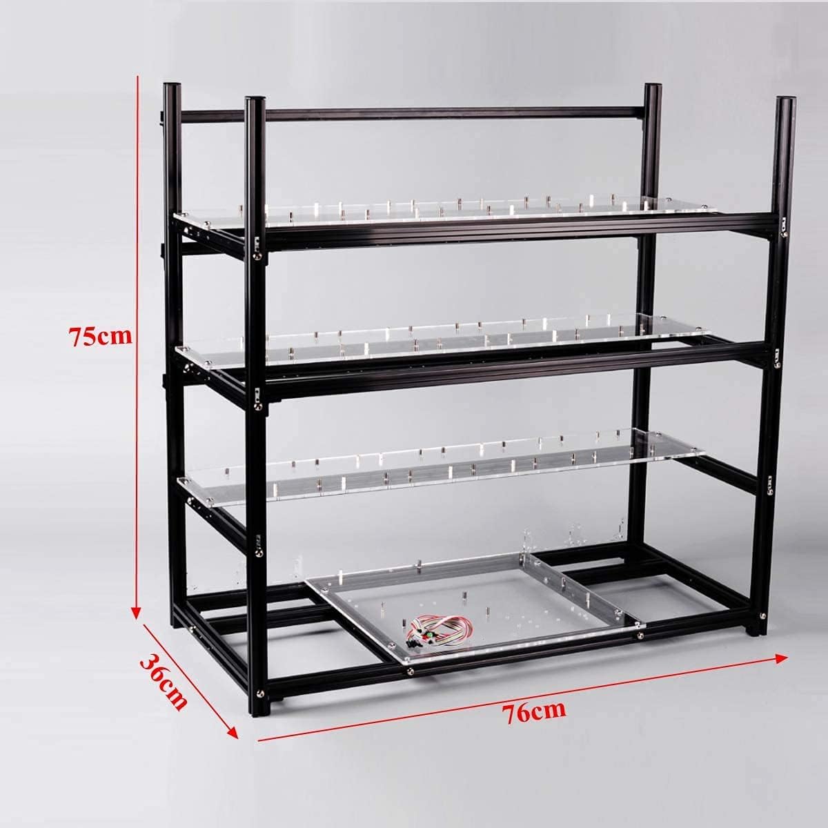 Black Aluminum Mining Rig Open Air Case with 18 Fans A135242
