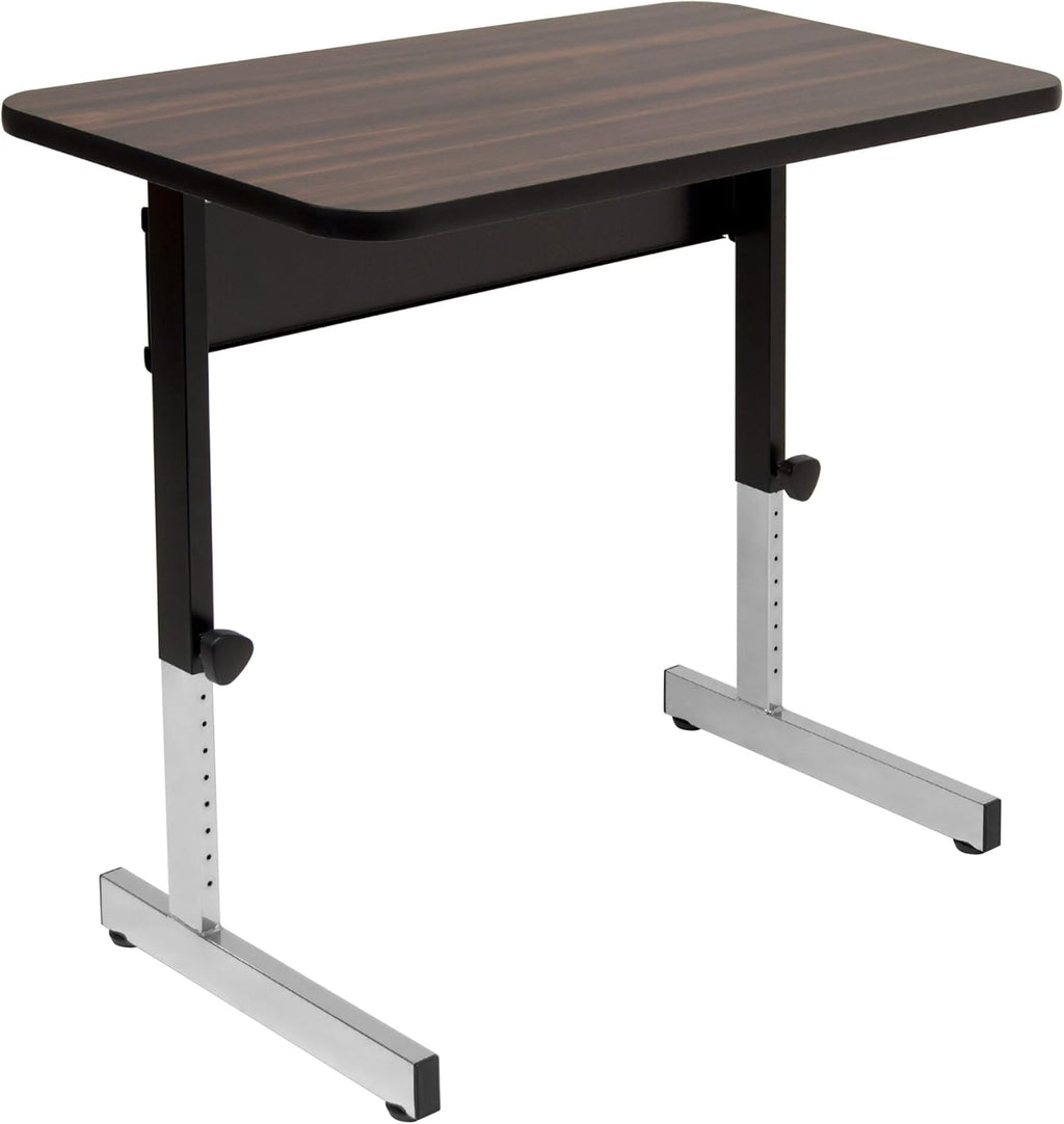 Height Adjustable Office Desk with Black Frame and Grey Top, 36 Inch T759254
