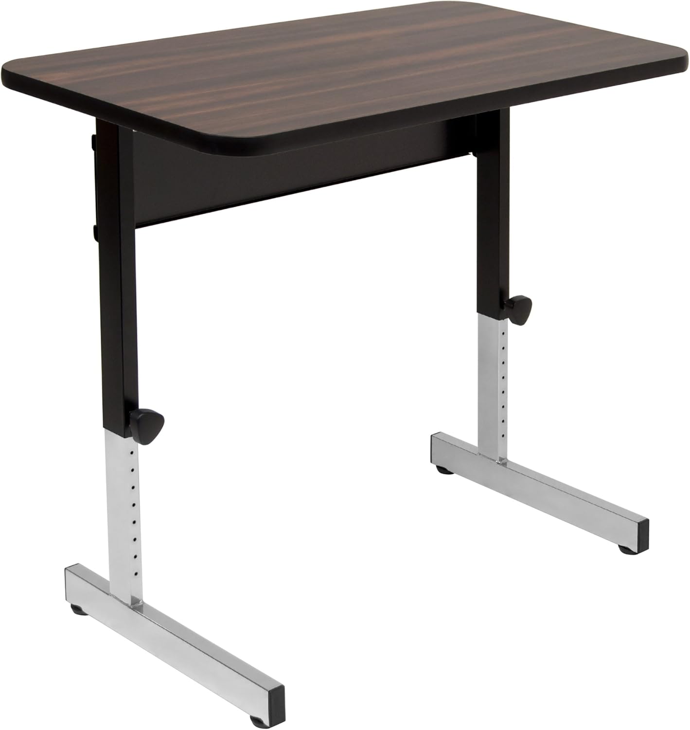 Height Adjustable Office Desk with Black Frame and Grey Top, 36 Inch T759254